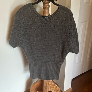 a.n.a Short Sleeve Knit Sweater in Charcoal Gray